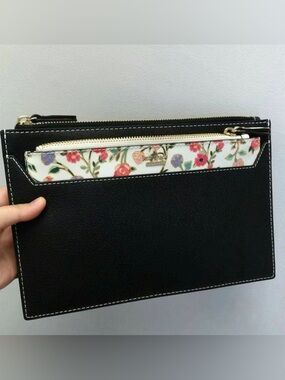 kate spade Black Leather Wristlet Double Clutch